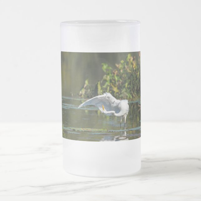 Caneca De Cerveja Vidro Jateado Egret Wing Exam Fosco Bebida (Centro)