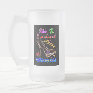 Caneca De Cerveja Vidro Jateado Ela É Linda Forte Inparável