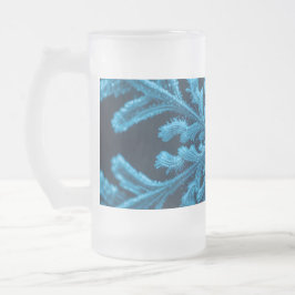 Caneca De Cerveja Vidro Jateado Elegância Congelada: Floco de Neve Azul Intriciado