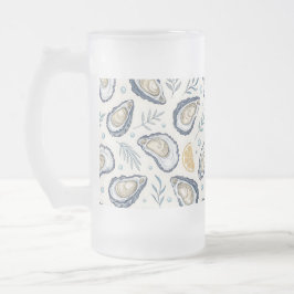 Caneca De Cerveja Vidro Jateado Elegant Marine Oysters