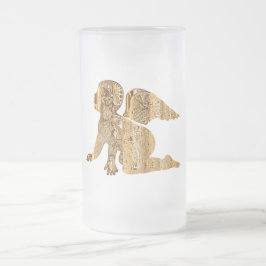 Caneca De Cerveja Vidro Jateado Elegante Ouro brilhante Angel Heavenny White