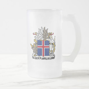 Caneca De Cerveja Vidro Jateado emblema de Islândia