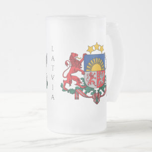 Caneca De Cerveja Vidro Jateado emblema latvia
