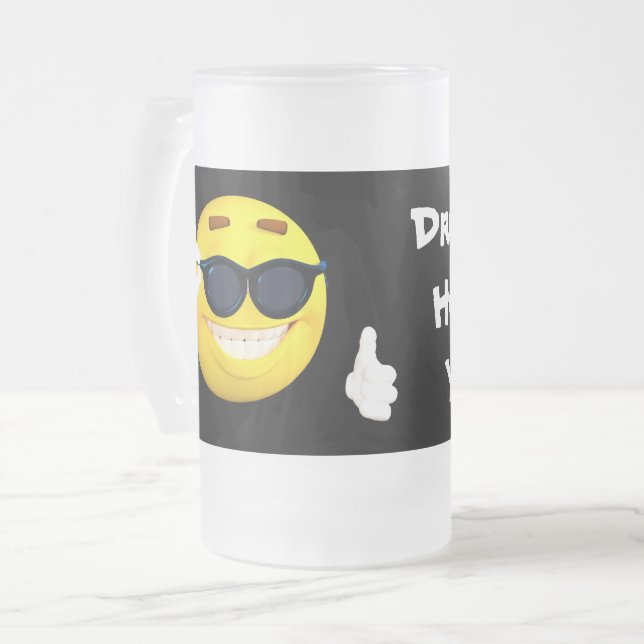 Caneca De Cerveja Vidro Jateado Emoji com Beba-me Hearties Yo Ho! (Frente Esquerda)