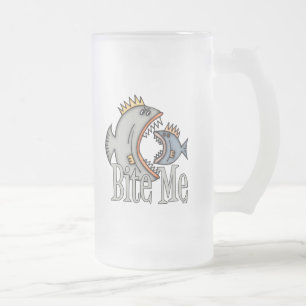 Caneca De Cerveja Vidro Jateado Engraçada Pescar Mug Pescar Humor Pescar Me Morde