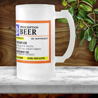 Caneca De Cerveja Vidro Jateado Engraçada Receita de Cerveja