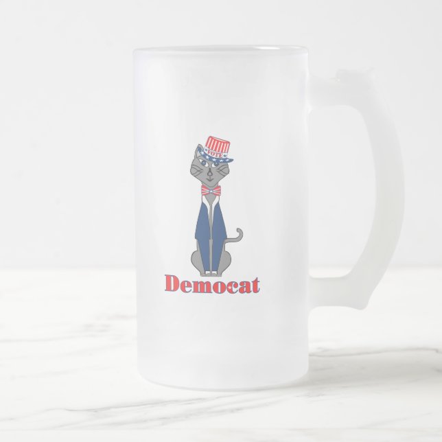Caneca De Cerveja Vidro Jateado Engraçado Cat Vote Democat Política (Direita)