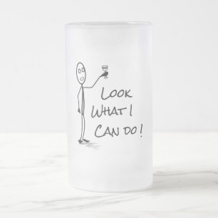 Caneca De Cerveja Vidro Jateado Engraçado de cerveja de bebendo Stickman