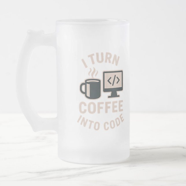 Caneca De Cerveja Vidro Jateado Engraçado Eu Transformar Café Em Código (Esquerda)