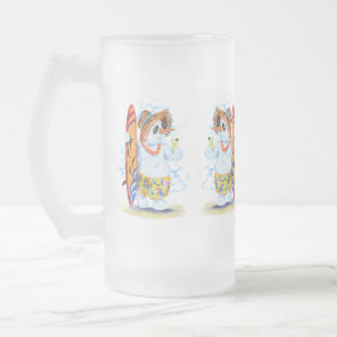 Caneca De Cerveja Vidro Jateado Engraçado Summer Snowman Surfer bebe coquetel fre
