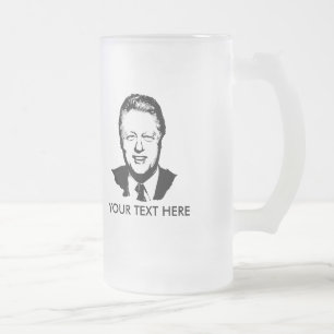 Caneca De Cerveja Vidro Jateado Engrenagem de Bill Clinton