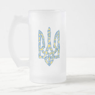 Caneca De Cerveja Vidro Jateado Énica nacional ucraniana emblem trident trizub 