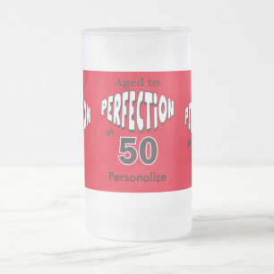 Caneca De Cerveja Vidro Jateado Envelhecido à perfeição aniversário de 50% pip