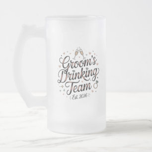 Caneca De Cerveja Vidro Jateado Equipe de Bebedores do Noivo