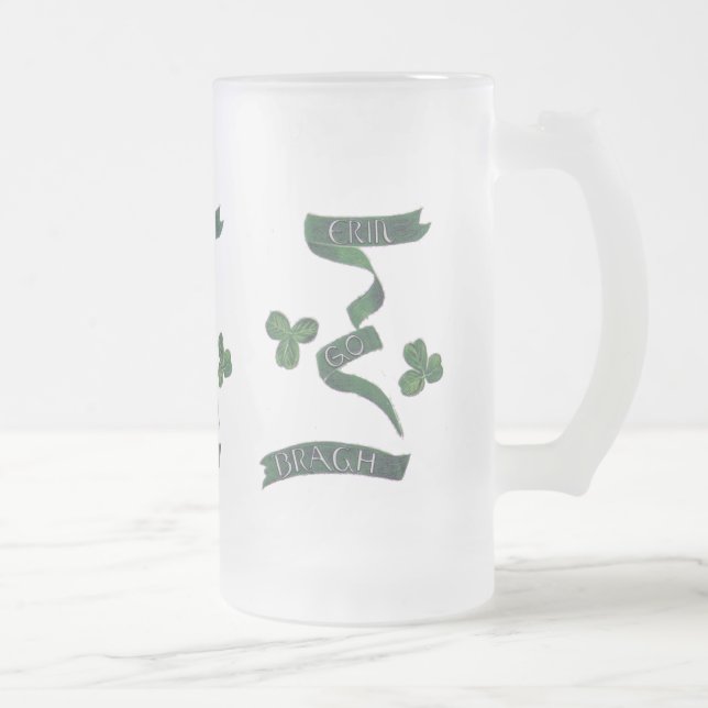 Caneca De Cerveja Vidro Jateado Erin Go Braugh Clover - Mug (Direita)