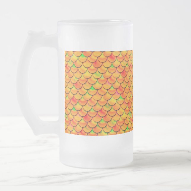 Caneca De Cerveja Vidro Jateado Escalas laranja e verde de queda (Esquerda)