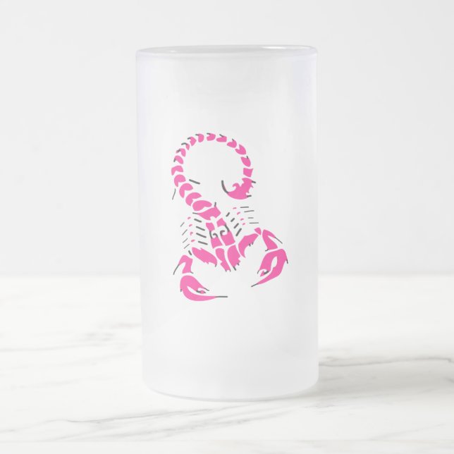 Caneca De Cerveja Vidro Jateado Escorpião venenoso rosa muito venenoso inseto (Centro)