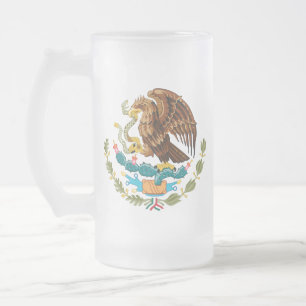 Caneca De Cerveja Vidro Jateado Escudo Nacional do México - Emblema Mexicano