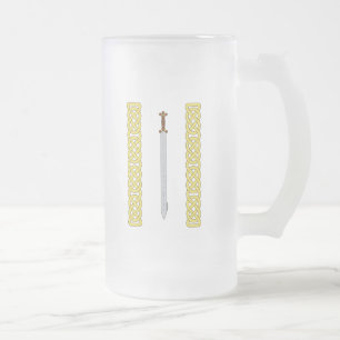 Caneca De Cerveja Vidro Jateado Espada Céltica e Coragem