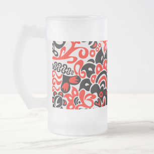 Caneca De Cerveja Vidro Jateado Espetáculo floral de arte popular ucraniana