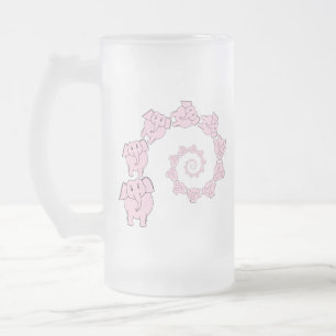 Caneca De Cerveja Vidro Jateado Espiral de elefantes cor-de-rosa. Desenhos