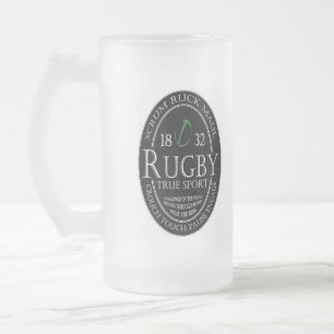 Caneca De Cerveja Vidro Jateado Esporte verdadeiro do rugby (jbRUGBY)