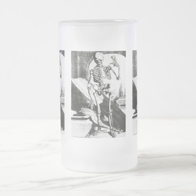 Caneca De Cerveja Vidro Jateado Esqueleto da Anatomia Humani Corporis (Centro)