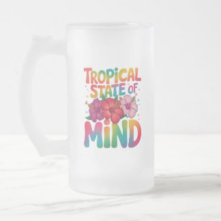 Caneca De Cerveja Vidro Jateado Estado tropical do Mente do Verão de Praia Gráfico