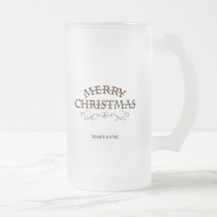 Caneca De Cerveja Vidro Jateado Estilo de Madeira, Feliz Natal