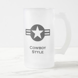 Caneca De Cerveja Vidro Jateado Estilo de vaqueiro americano preto