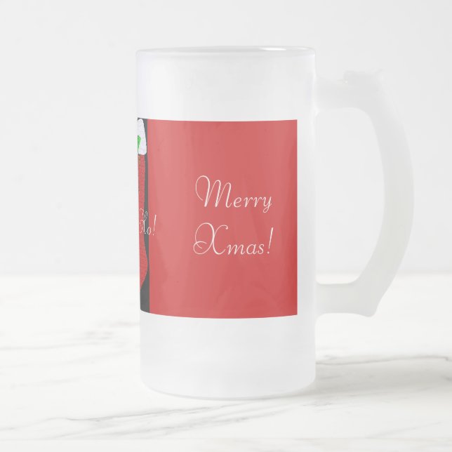 Caneca De Cerveja Vidro Jateado Estoque de Natal (Direita)
