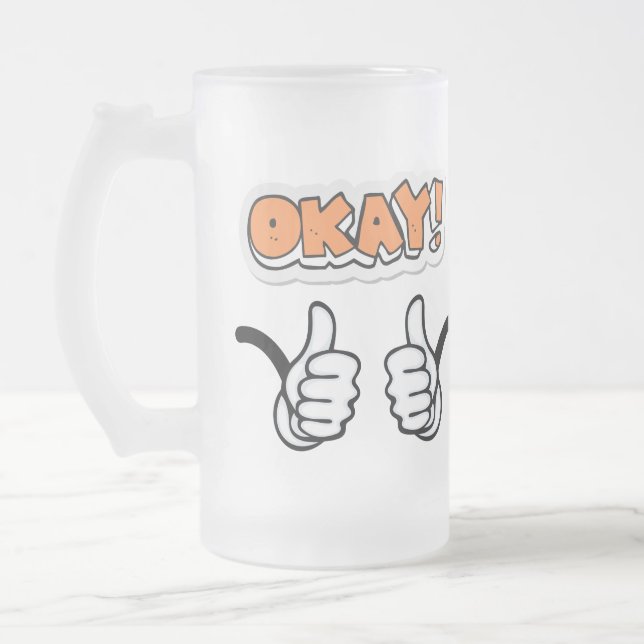 Caneca De Cerveja Vidro Jateado Estou bem, Mug (Esquerda)