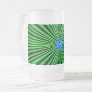 Caneca De Cerveja Vidro Jateado Estrela Azul com Luz Verde