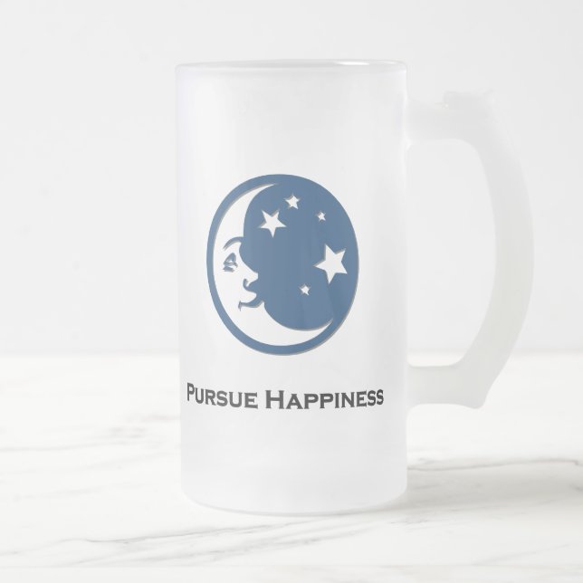 Caneca De Cerveja Vidro Jateado Estrelas da Lua Perseguem a Felicidade (Direita)