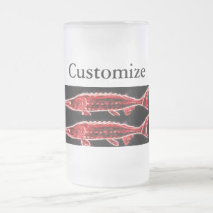Caneca De Cerveja Vidro Jateado esturjão vermelho submarino Thunder_Cove