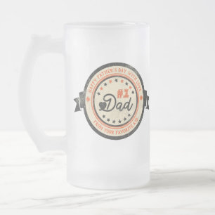 Caneca De Cerveja Vidro Jateado Etiqueta de Vintage Personalizada do PAI Nº 1
