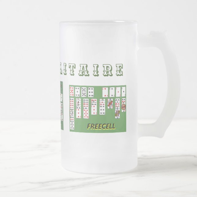 Caneca De Cerveja Vidro Jateado EU AMO A Fosco SOLITAIRE. (Direita)