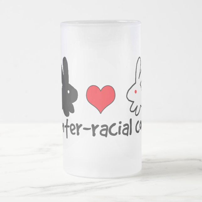 Caneca De Cerveja Vidro Jateado Eu amo casais inter-raciais (Centro)
