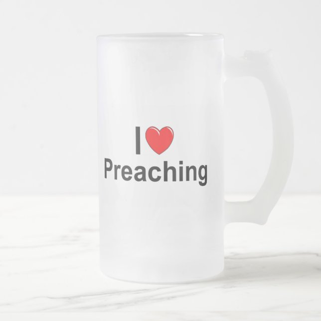 Caneca De Cerveja Vidro Jateado Eu amo (coração) Preaching (Direita)