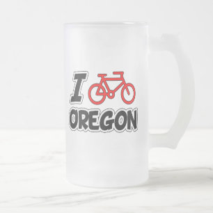 Caneca De Cerveja Vidro Jateado Eu amo dar um ciclo Oregon