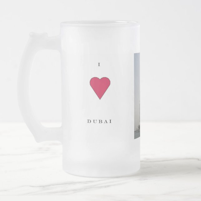 Caneca De Cerveja Vidro Jateado Eu amo Dubai (Esquerda)