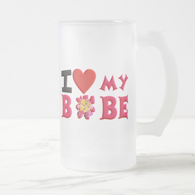Caneca De Cerveja Vidro Jateado Eu amo meu Bobe (Direita)