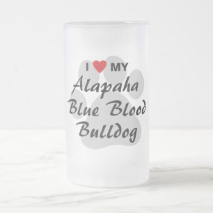 Caneca De Cerveja Vidro Jateado Eu amo meu buldogue do sangue azul de Alapaha
