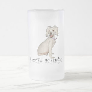 Caneca De Cerveja Vidro Jateado Eu Amo Meu Cachorrinho Branco - Poodle / Bichon Mi