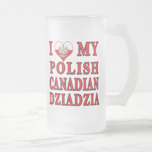 Caneca De Cerveja Vidro Jateado Eu Amo Minha Dziadzia Polonesa Canadiana