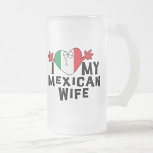 Caneca De Cerveja Vidro Jateado Eu amo minha esposa mexicana