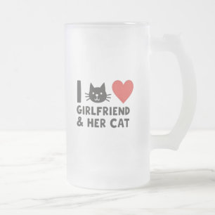 Caneca De Cerveja Vidro Jateado Eu Amo Minha Namorada e Seu Gato" Copo de Cerveja