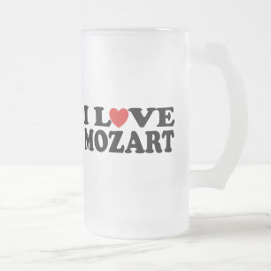 Caneca De Cerveja Vidro Jateado Eu amo Mozart