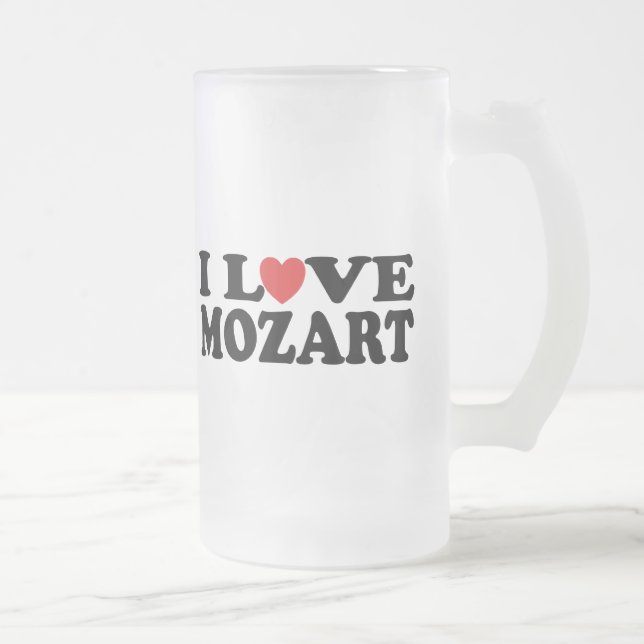 Caneca De Cerveja Vidro Jateado Eu amo Mozart (Direita)
