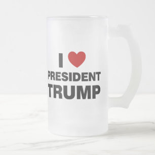 Caneca De Cerveja Vidro Jateado Eu Amo o Presidente Trump Heart